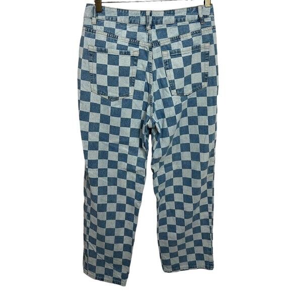 Women's Angel Kiss Checkered Straight Leg Jeans Sz 9 29" Blue Denim 27" Inseam - Picture 6 of 7